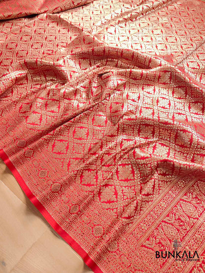Red Banarasi Mashru Silk Saree