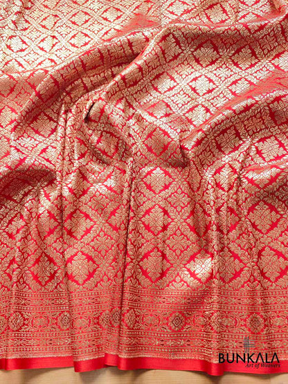 Red Banarasi Mashru Silk Saree
