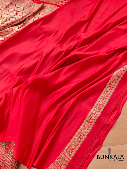 Red Banarasi Mashru Silk Saree