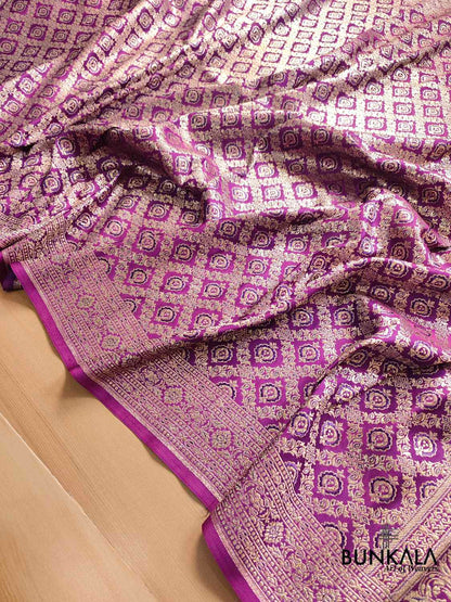 Purple Banarasi Mashru Silk Saree