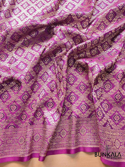 Purple Banarasi Mashru Silk Saree