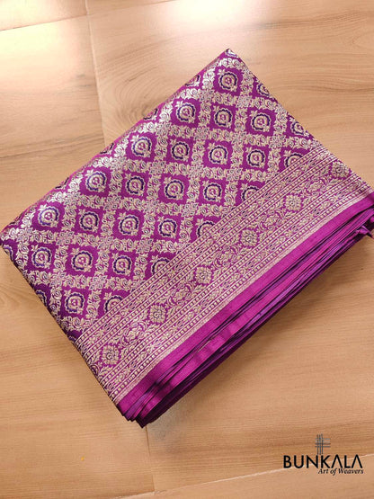 Purple Banarasi Mashru Silk Saree