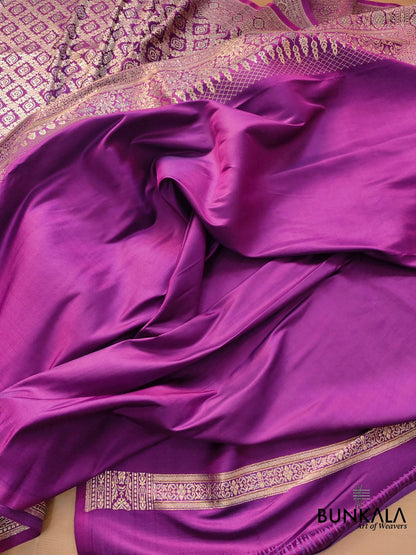 Purple Banarasi Mashru Silk Saree