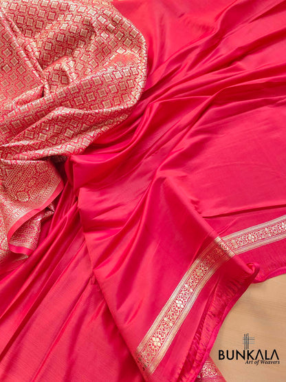 Reddish Pink Mashru Silk Banarasi Saree