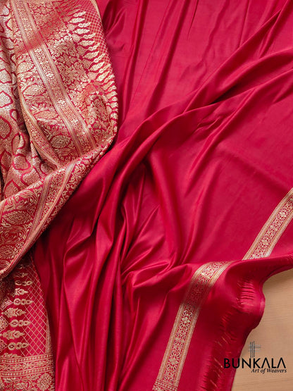 Maroon Mashru Silk Banarasi Saree
