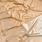 Beige Mashru Silk Silver Zari Weaved Jamewar Banarasi Saree