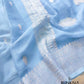 Blue Pure Khaddi Chiffon Allover Silver Zari Buti Handloom Banarasi Saree