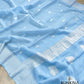 Blue Pure Khaddi Chiffon Allover Silver Zari Buti Handloom Banarasi Saree