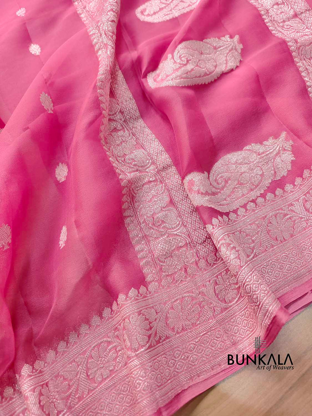 Beige-Gold Banarasi Tissue Saree with Mixed Embroidery (Pita Dori, Gota Patti & French Knot) main image 1