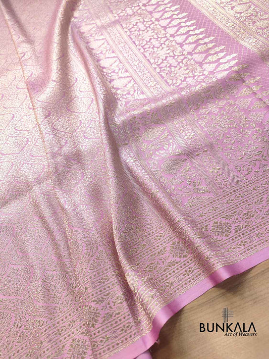 Lavender Mashru Silk Brocade Weaved Banarasi Saree