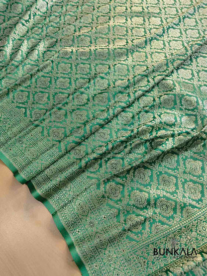 Sea Green Mashru Silk Brocade Weaved Banarasi Saree