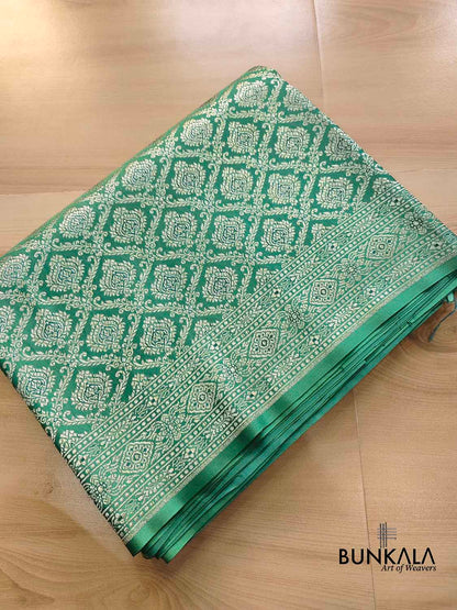 Sea Green Mashru Silk Brocade Weaved Banarasi Saree