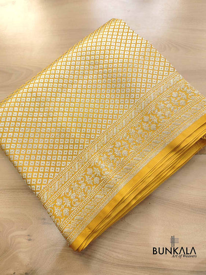 Mustard Yellow Mashru Silk Brocade Weaved Banarasi Saree
