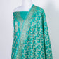 Turquoise Blue Resham Weaved Banarasi Cotton Silk Unstitched Suit Set