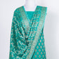 Turquoise Blue Resham Weaved Banarasi Cotton Silk Unstitched Suit Set