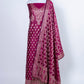 Burgundy Resham Weaved Banarasi Cotton Silk Unstitched Suit Set