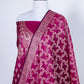Burgundy Resham Weaved Banarasi Cotton Silk Unstitched Suit Set