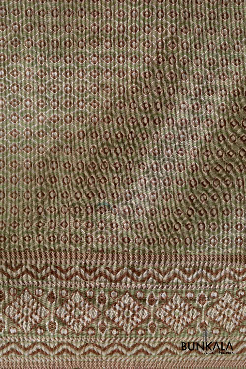 Mehendi Green Resham Weaved Banarasi Cotton Silk Unstitched Suit Set