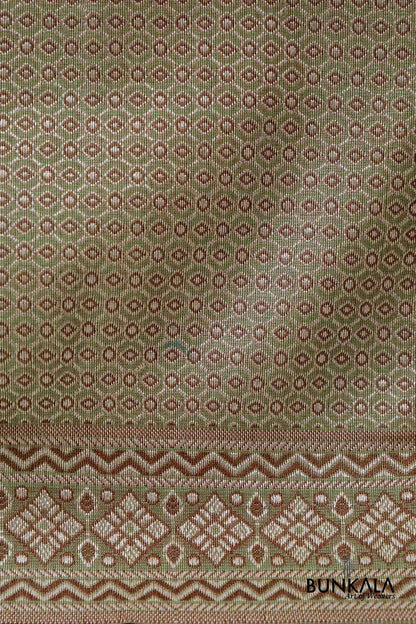 Mehendi Green Resham Weaved Banarasi Cotton Silk Unstitched Suit Set