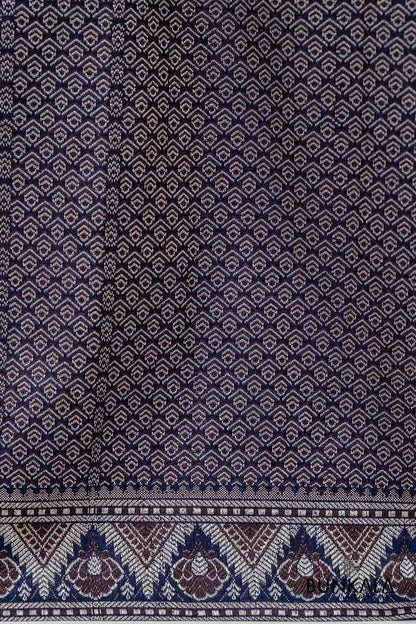 Midnight Blue Resham Weaved Banarasi Cotton Silk Unstitched Suit Set