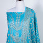 Sky Blue Resham Weaved Banarasi Cotton Silk Unstitched Suit Set