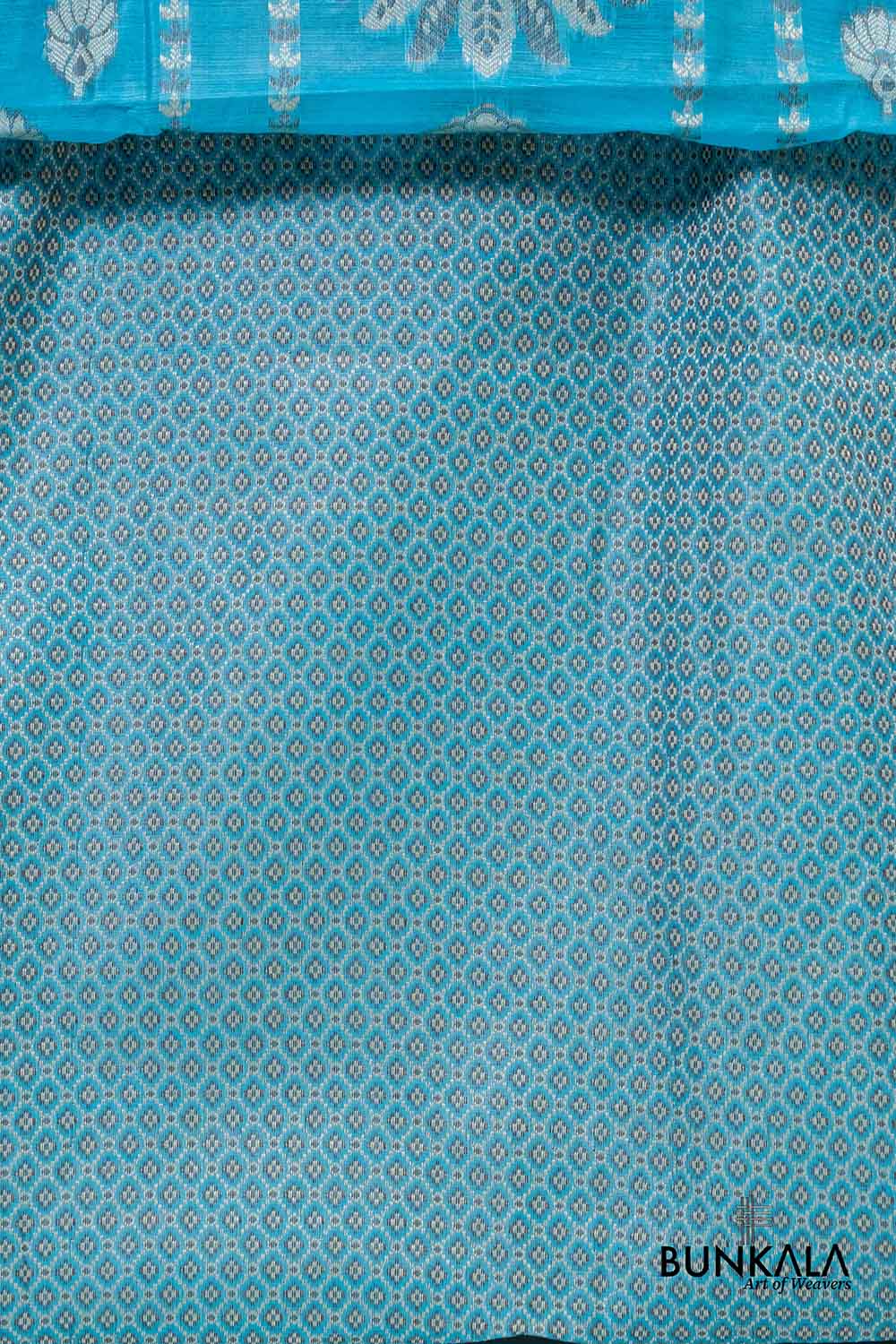 Sky Blue Resham Weaved Banarasi Cotton Silk Unstitched Suit Set