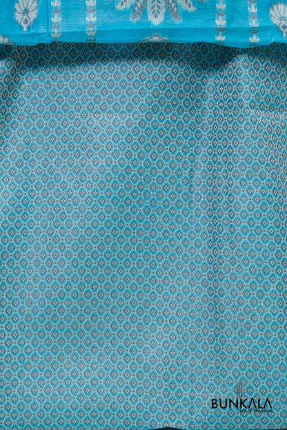 Sky Blue Resham Weaved Banarasi Cotton Silk Unstitched Suit Set