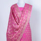 Gulabi Pink Resham Weaved Banarasi Cotton Silk Unstitched Suit Set