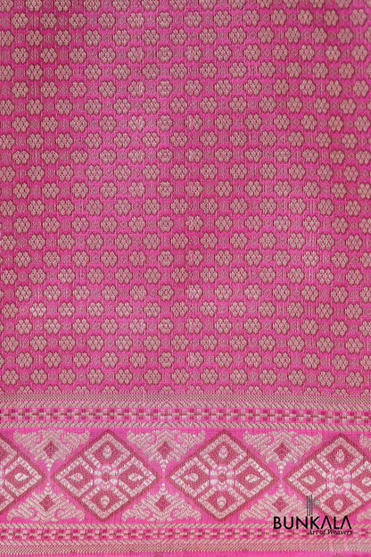 Gulabi Pink Resham Weaved Banarasi Cotton Silk Unstitched Suit Set