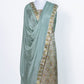 Dusty Blue Jamewar Weaved Banarasi Mashru Silk Unstitched Suit Set