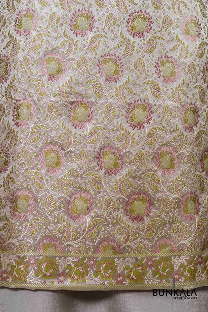 Light Brown Jamewar Weaved Banarasi Mashru Silk Silk Unstitched Suit Set