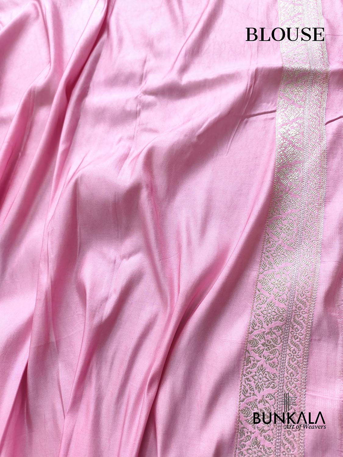 Baby Pink Floral Brocade Weaved Banarasi Mashru Silk Saree