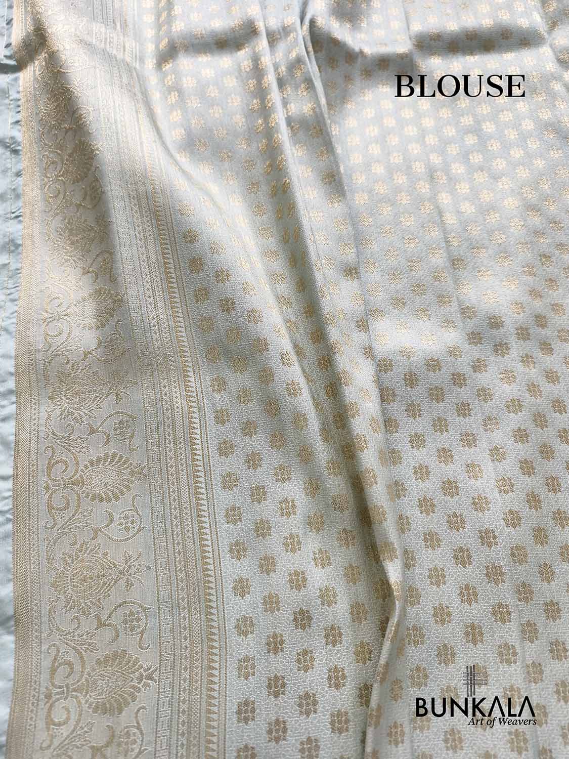 Bagh e Bahar Ice Blue Weaved Banarasi Resham Silk Saree