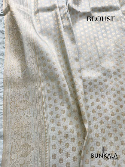 Bagh e Bahar Ice Blue Weaved Banarasi Resham Silk Saree