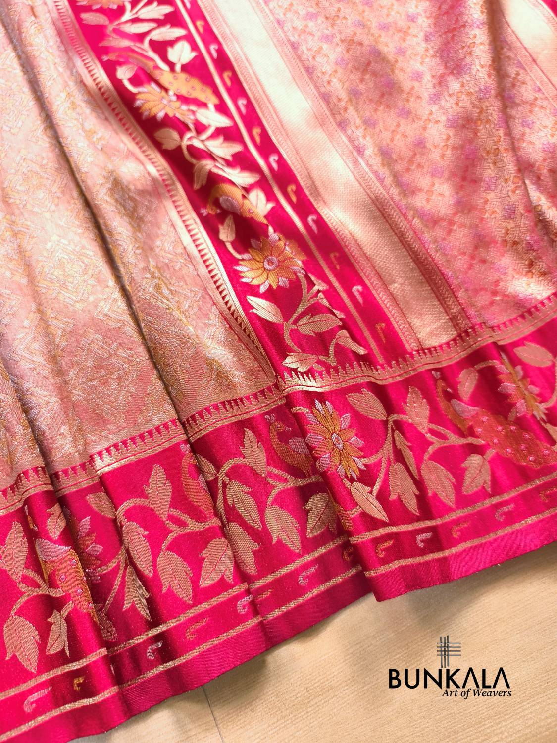 Beetroot Pink Brocade Weaved Banarasi Mashru Silk Saree