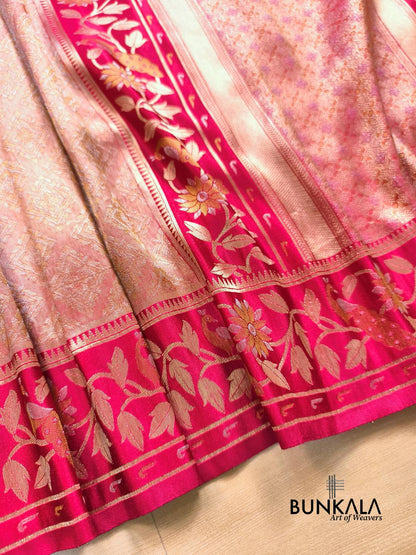 Beetroot Pink Brocade Weaved Banarasi Mashru Silk Saree