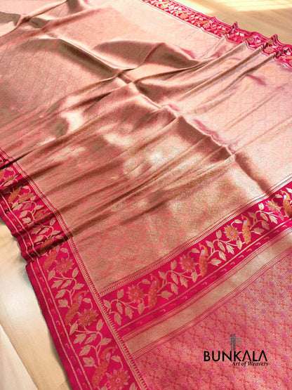 Beetroot Pink Brocade Weaved Banarasi Mashru Silk Saree