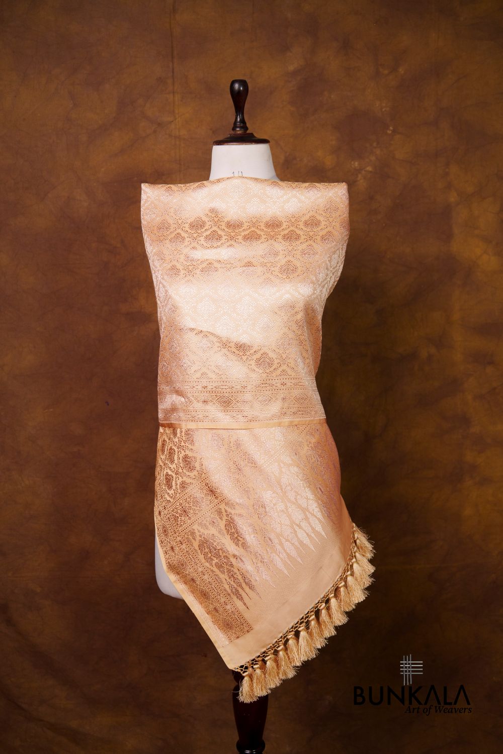 Beige Mashru Silk Brocade Resham Weaved Banarasi Dupatta 