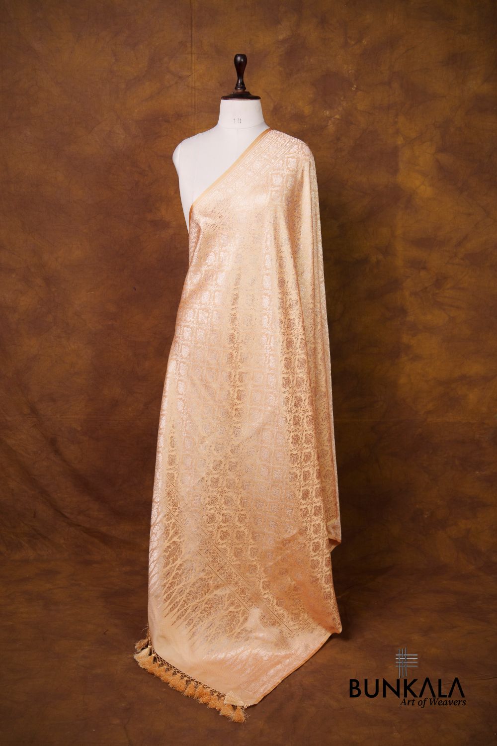 Beige Mashru Silk Brocade Resham Weaved Banarasi Dupatta 