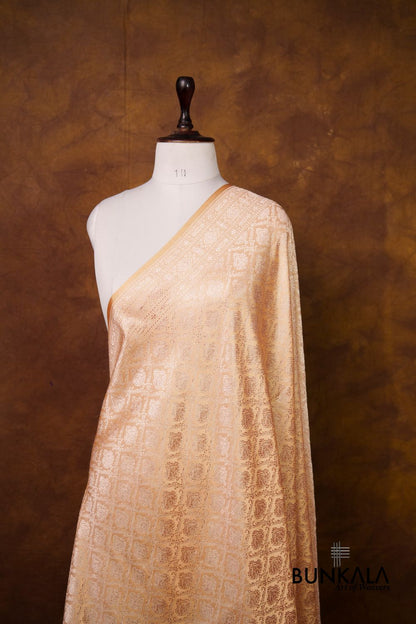 Beige Mashru Silk Brocade Resham Weaved Banarasi Dupatta 