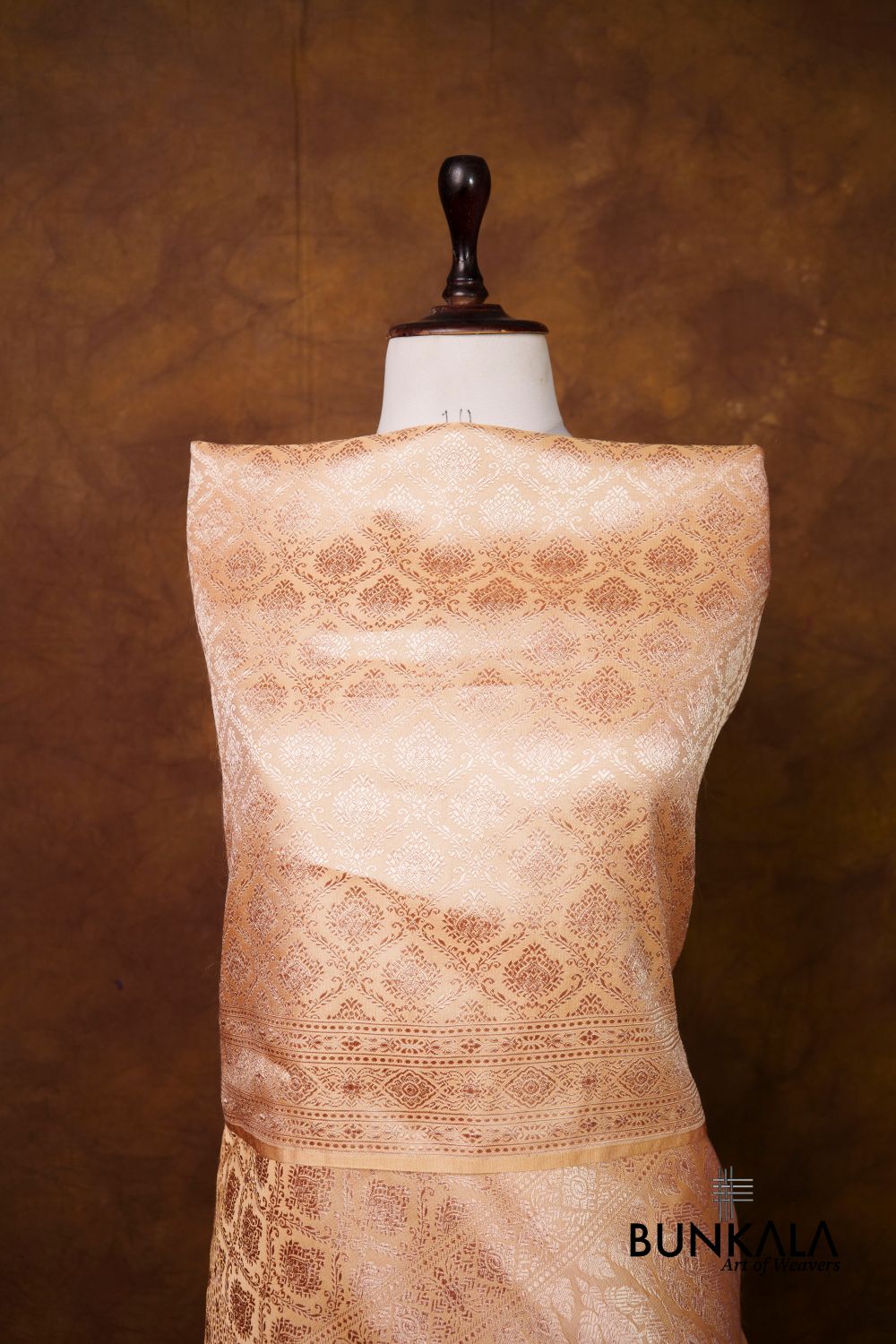 Beige Mashru Silk Brocade Resham Weaved Banarasi Dupatta 