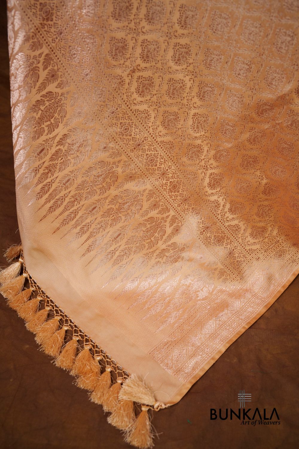 Beige Mashru Silk Brocade Resham Weaved Banarasi Dupatta 