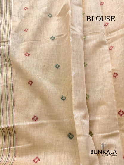 Beige Pichwai Pallu Weaved Banarasi Cotton Saree