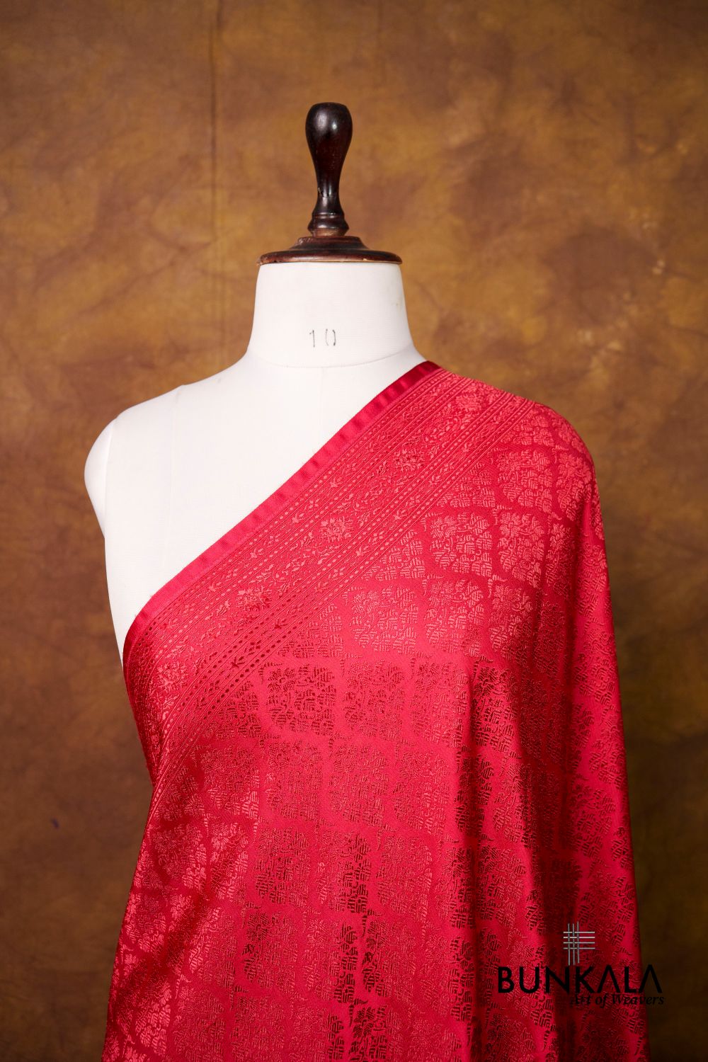 Blood Red Brocade Resham Weaved Banarasi Mashru Silk Dupatta