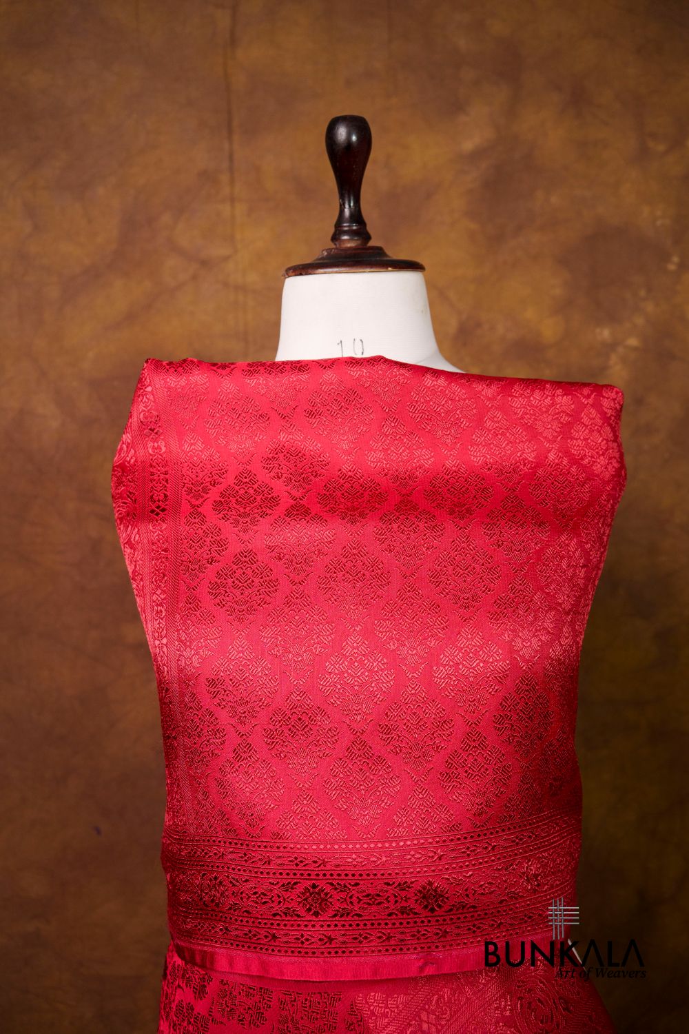 Blood Red Brocade Resham Weaved Banarasi Mashru Silk Dupatta