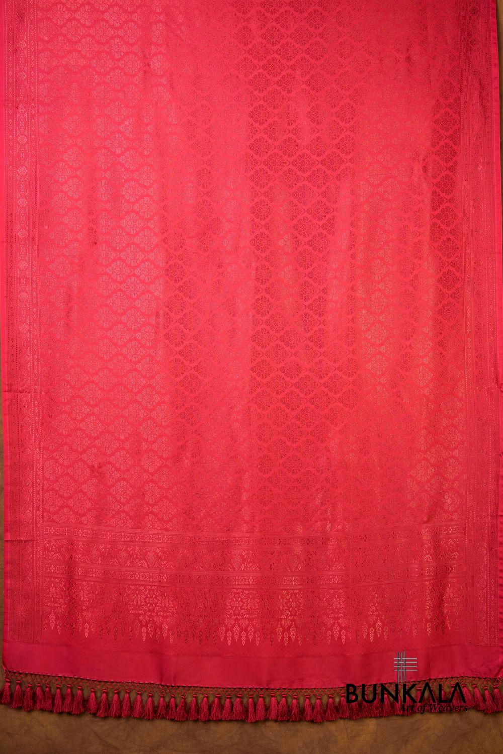 Blood Red Brocade Resham Weaved Banarasi Mashru Silk Dupatta