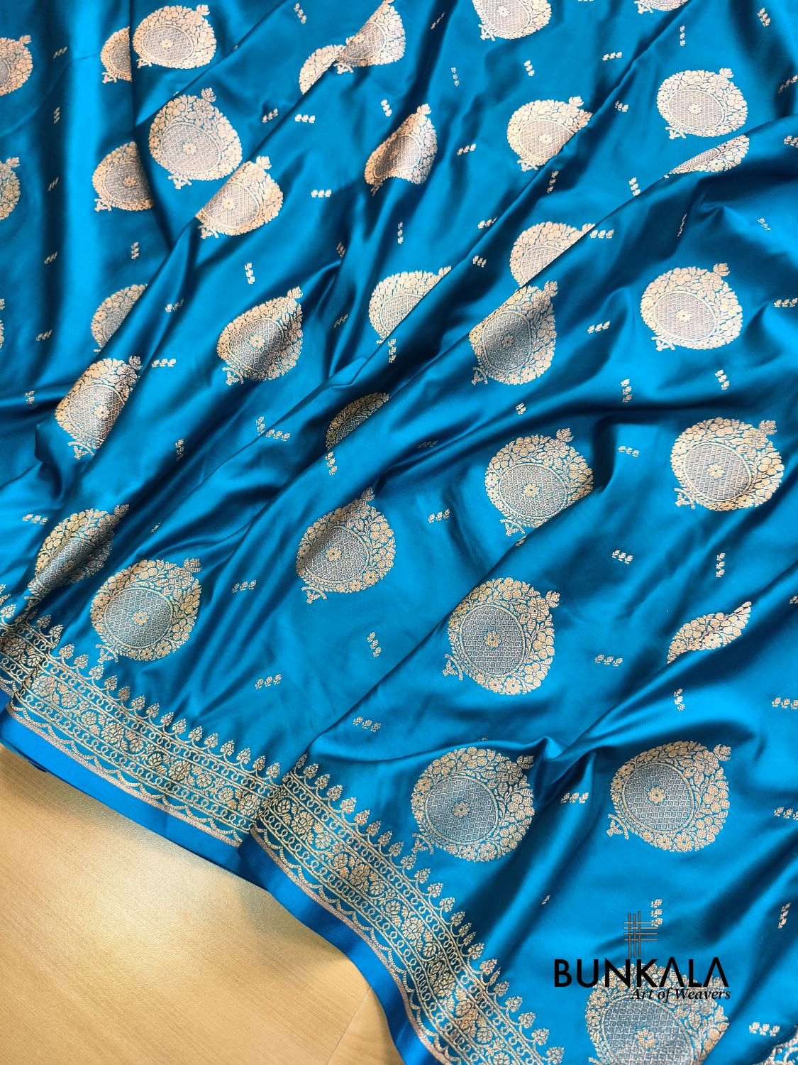 Blue Buta Banarasi Mashru Soft Silk Saree with Paisley Pallu