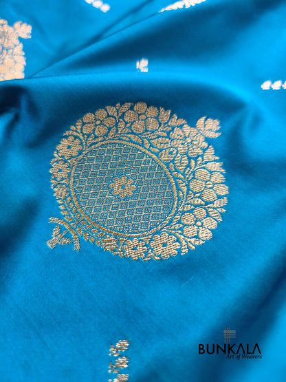 Blue Buta Banarasi Mashru Soft Silk Saree with Paisley Pallu