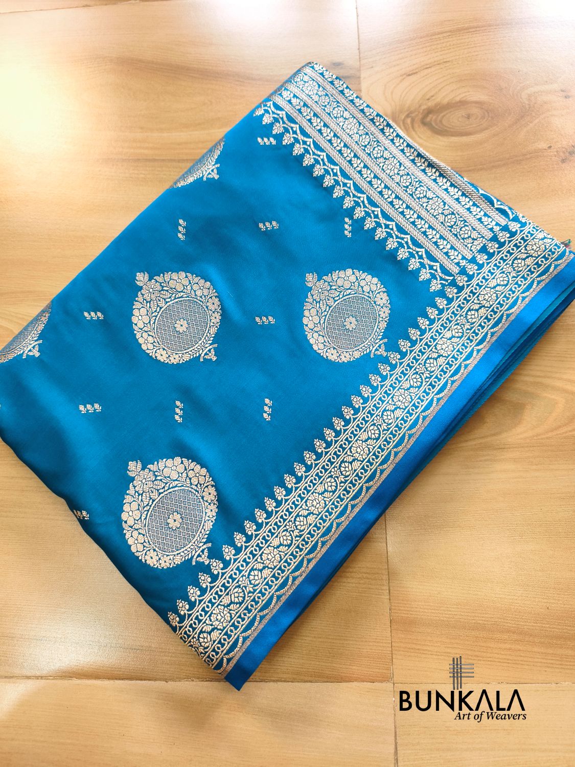 Blue Buta Banarasi Mashru Soft Silk Saree with Paisley Pallu