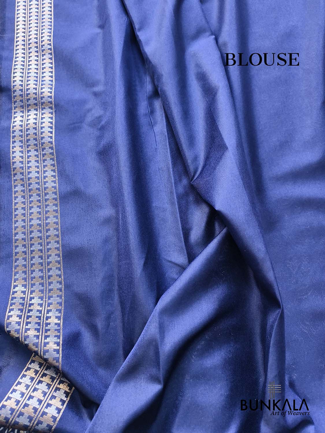 Navy Blue Ektara Banarasi Jamdani Weaved Silk Saree